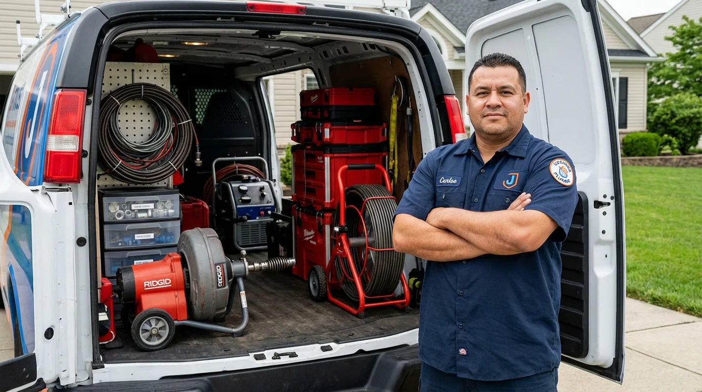 Professional drain cleaning equipment and Johns Plumbing LLC plumber in French Lick